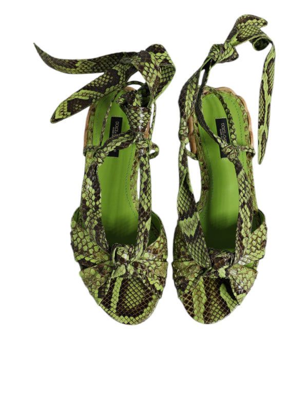 Grüne Animal Print Ankle Wrap Sandalen Schuhe