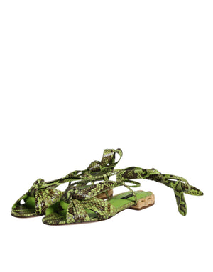 Grüne Animal Print Ankle Wrap Sandalen Schuhe