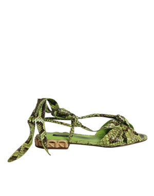 Grüne Animal Print Ankle Wrap Sandalen Schuhe