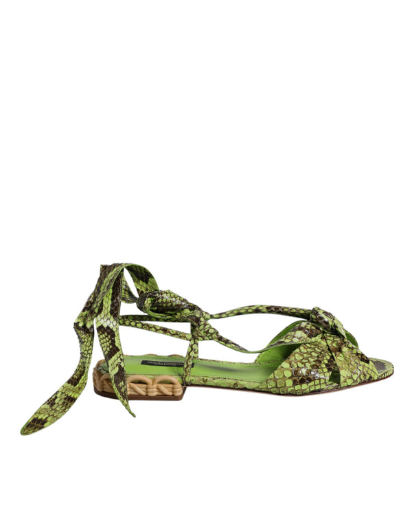 Grüne Animal Print Ankle Wrap Sandalen Schuhe