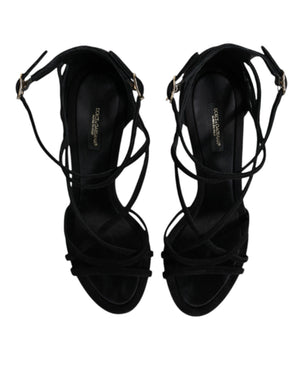 Schwarz Leder Stiletto Heels Sandalen Schuhe
