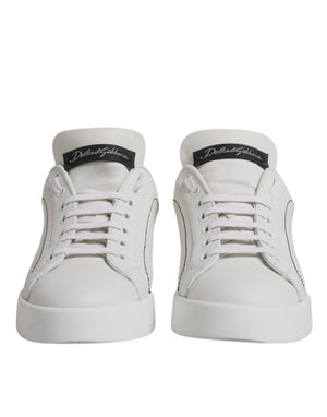 Weiß Schwarz Leder Low Top Sneakers Schuhe