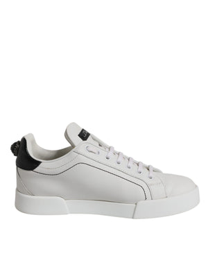 Weiß Schwarz Leder Low Top Sneakers Schuhe