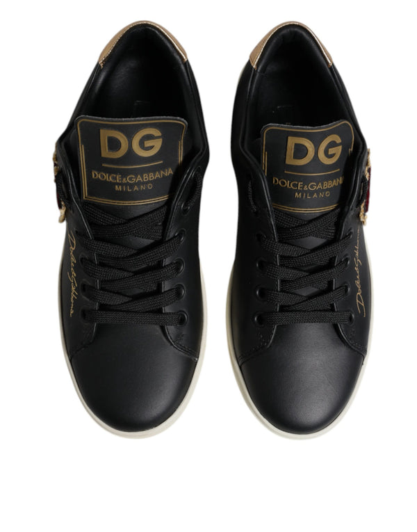 Schwarz Leder Gold Rot Herz Turnschuhe Schuhe