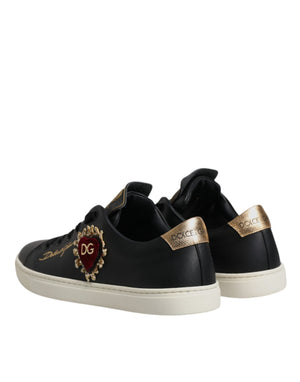 Schwarz Leder Gold Rot Herz Turnschuhe Schuhe