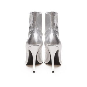 Graue Leder-Stiefeletten
