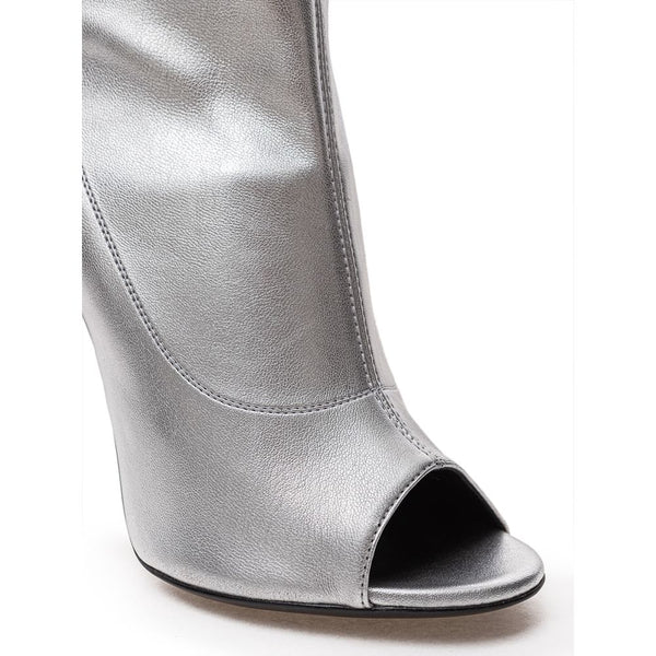Graue Leder-Stiefeletten