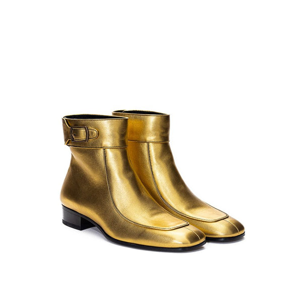 Goldene Leder-Stiefeletten