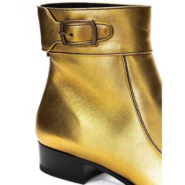 Goldene Leder-Stiefeletten