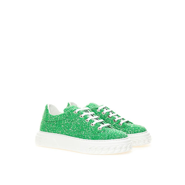 Emerald Elegance Leder Turnschuhe