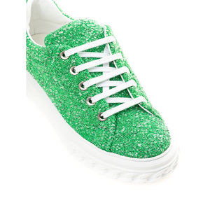 Emerald Elegance Leder Turnschuhe
