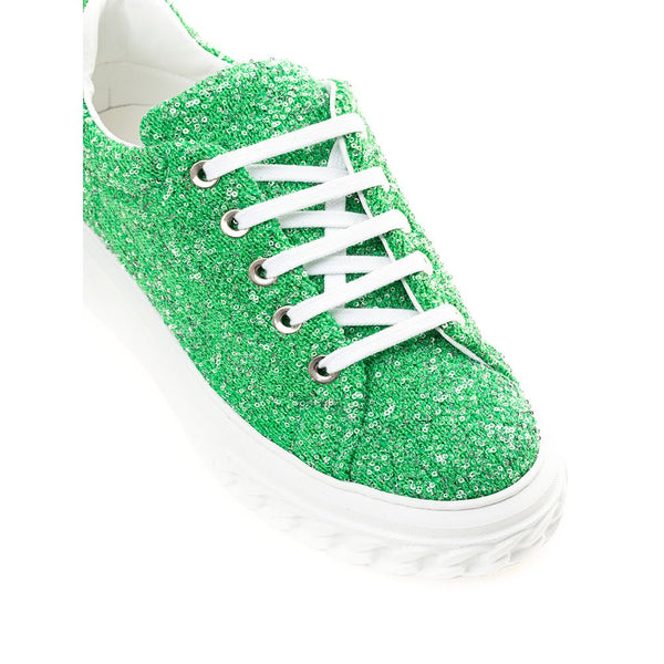Emerald Elegance Leder Turnschuhe