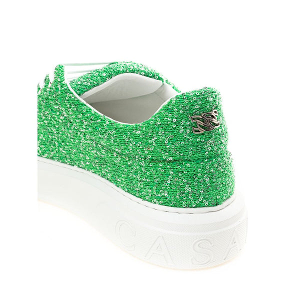 Emerald Elegance Leder Turnschuhe