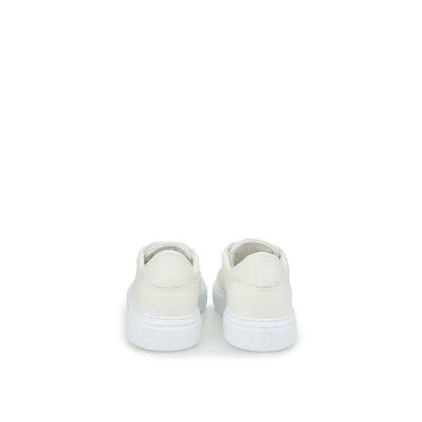Glatte weiße Leder-Sneakers