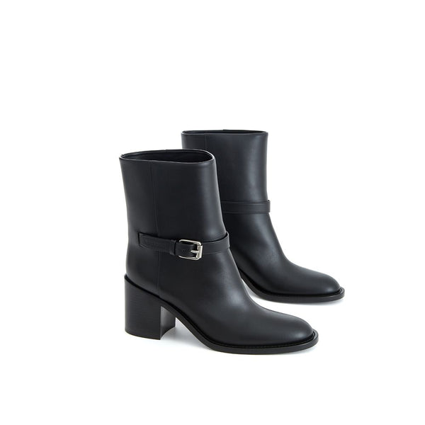 Schwarze Leder-Stiefeletten