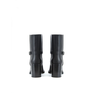 Schwarze Leder-Stiefeletten