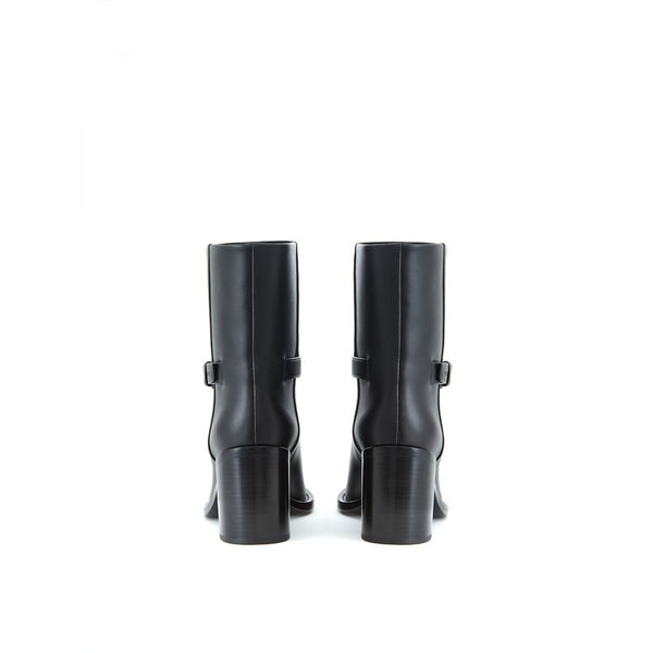 Schwarze Leder-Stiefeletten