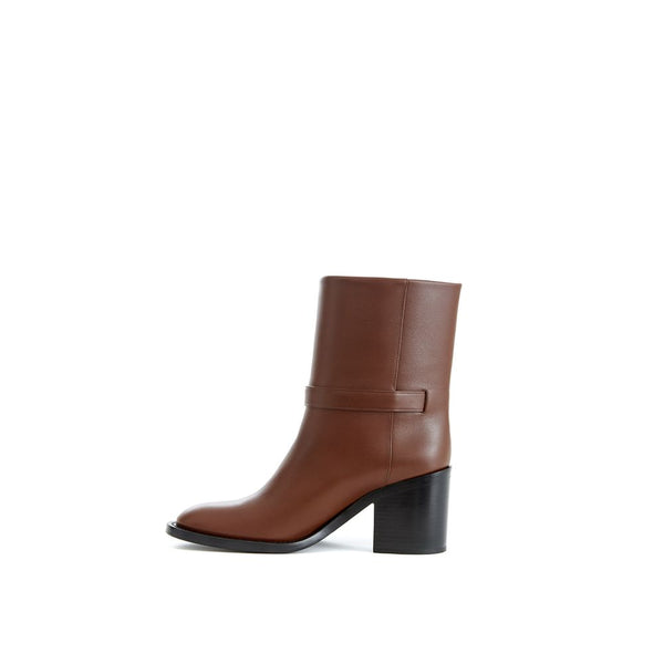 Braune Leder-Knöchelstiefel