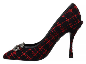 Rot Schwarz Tweed DG Amore Heels Pumps Schuhe