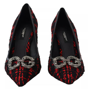 Rot Schwarz Tweed DG Amore Heels Pumps Schuhe