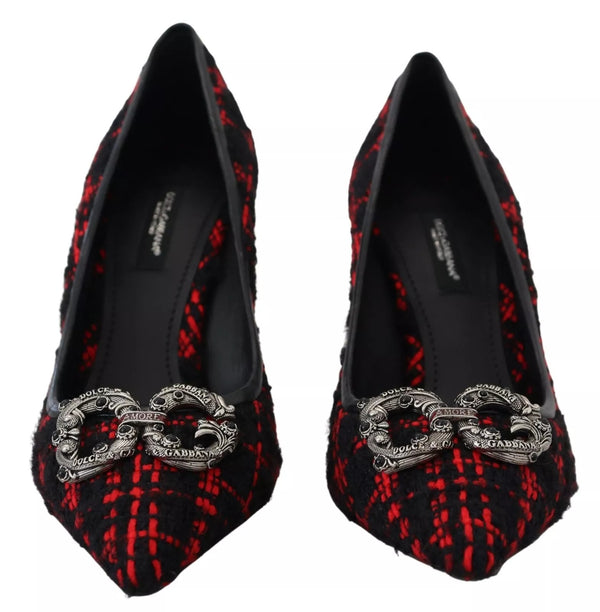 Rot Schwarz Tweed DG Amore Heels Pumps Schuhe