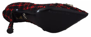 Rot Schwarz Tweed DG Amore Heels Pumps Schuhe