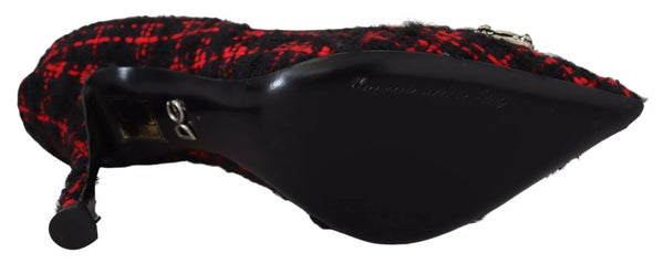 Rot Schwarz Tweed DG Amore Heels Pumps Schuhe