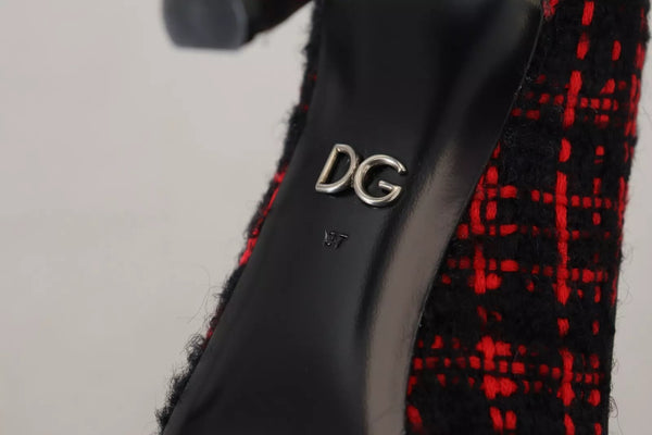 Rot Schwarz Tweed DG Amore Heels Pumps Schuhe