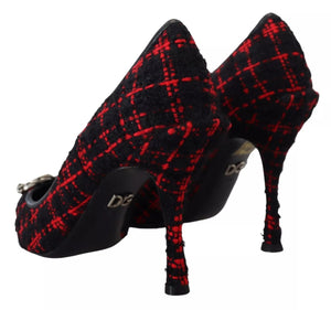Rot Schwarz Tweed DG Amore Heels Pumps Schuhe