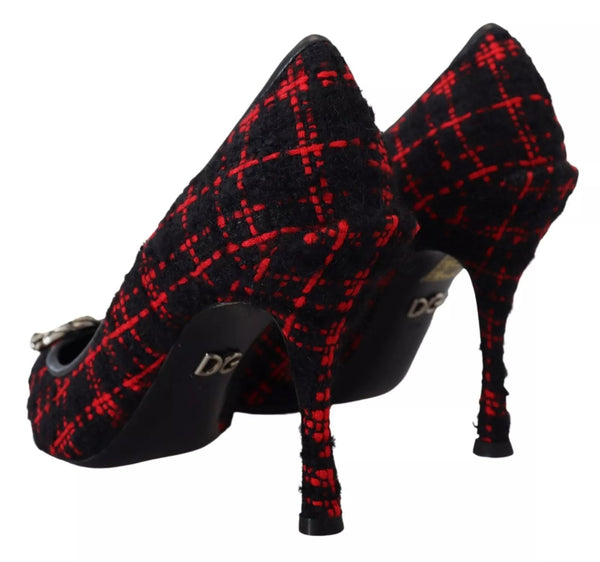 Rot Schwarz Tweed DG Amore Heels Pumps Schuhe