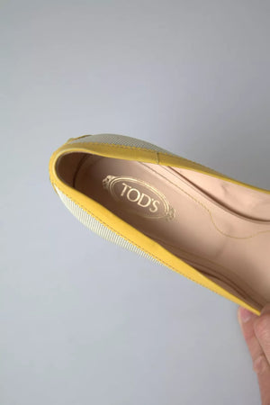 Gelb Off Weiß Peep Toe Heels Pumps Schuhe