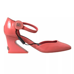 Pfirsich Leder Knöchel Strap Heels Sandalen Schuhe