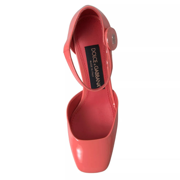 Pfirsich Leder Knöchel Strap Heels Sandalen Schuhe