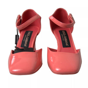 Pfirsich Leder Knöchel Strap Heels Sandalen Schuhe