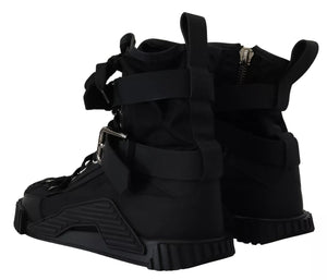 Schwarz Nylon High Top Sorrento Turnschuhe Schuhe