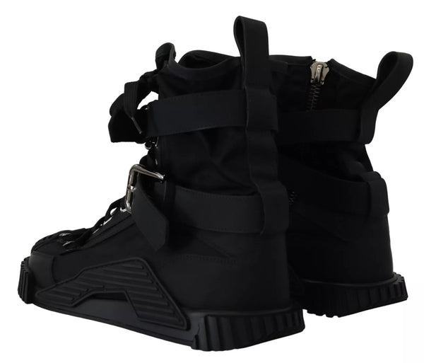Schwarz Nylon High Top Sorrento Turnschuhe Schuhe