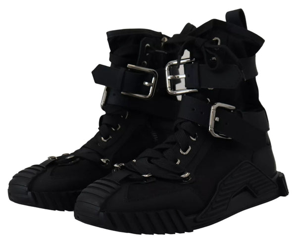 Schwarz Nylon High Top Sorrento Turnschuhe Schuhe