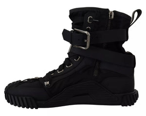 Schwarz Nylon High Top Sorrento Turnschuhe Schuhe