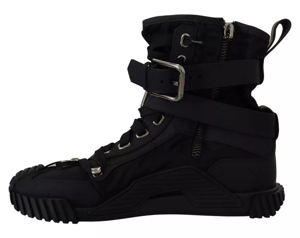 Schwarz Nylon High Top Sorrento Turnschuhe Schuhe
