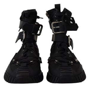Schwarz Nylon High Top Sorrento Turnschuhe Schuhe
