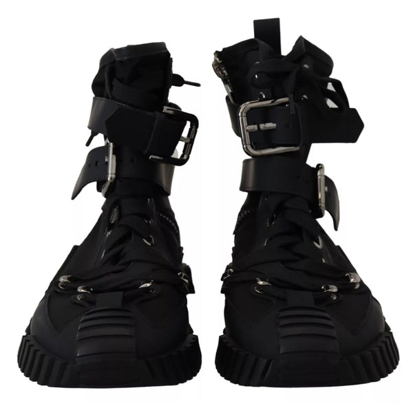 Schwarz Nylon High Top Sorrento Turnschuhe Schuhe