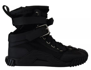 Schwarz Nylon High Top Sorrento Turnschuhe Schuhe