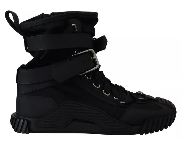 Schwarz Nylon High Top Sorrento Turnschuhe Schuhe
