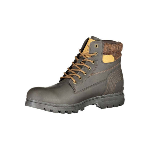 Brauner Polyester Herrenstiefel