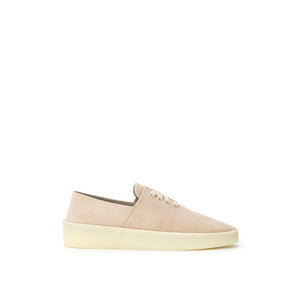 Beige Leder-Sneaker mit niedrigem Schaft