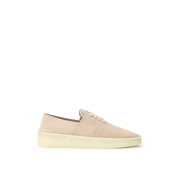 Beige Leder-Sneaker mit niedrigem Schaft