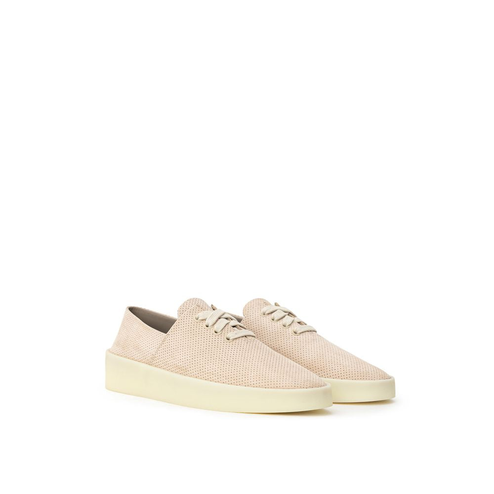 Beige Leder-Sneaker mit niedrigem Schaft