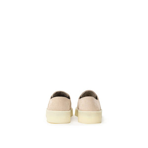 Beige Leder-Sneaker mit niedrigem Schaft