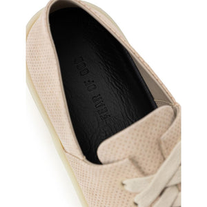Beige Leder-Sneaker mit niedrigem Schaft