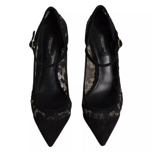 Schwarz Mary Jane Taormina Spitze Pumps Schuhe